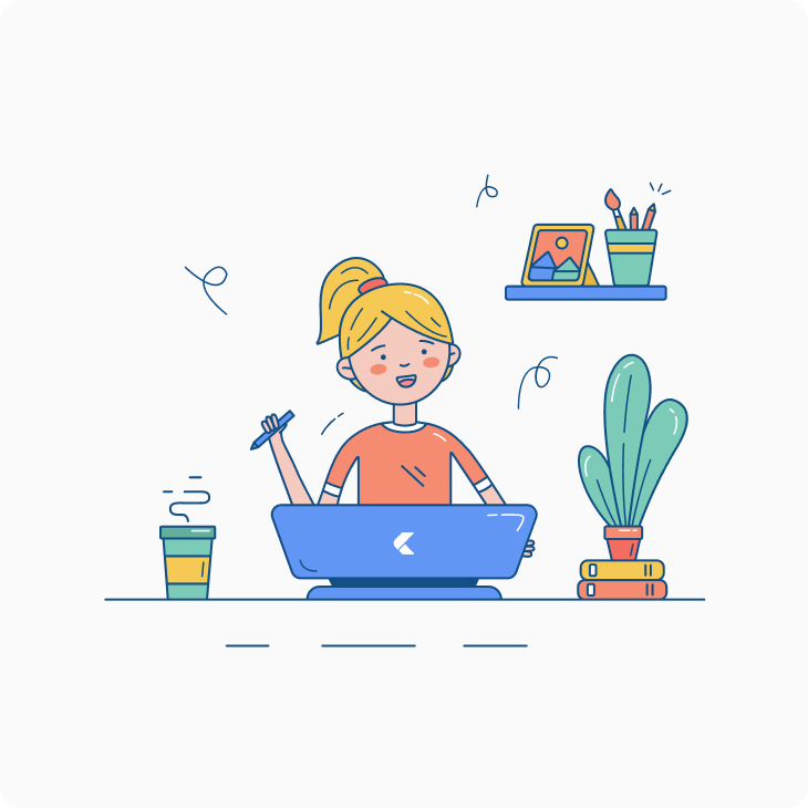 Happy woman in her workspace illustration